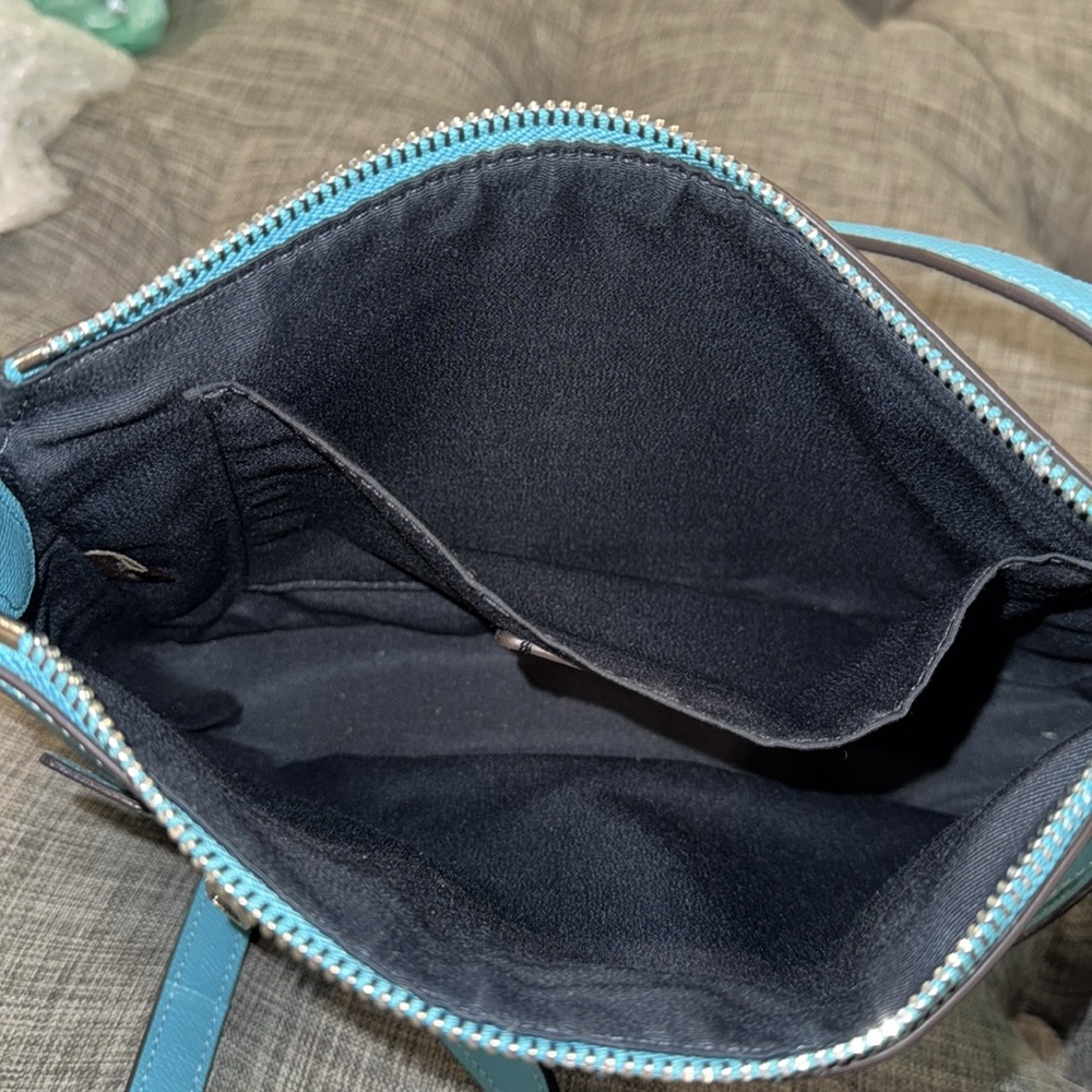 Coach Bag Teal Blue Leather Crossbody Bag with Silver Accents Hardware - Picture 11 of 17